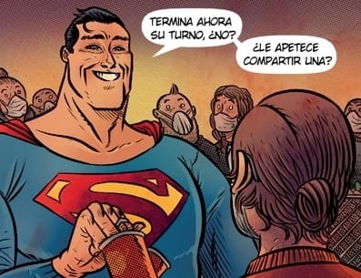 Superman, con los auténticos héroes del Covid